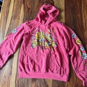 Billy Strings Pink Graphic Hoodie Mushroom Peace Sign Jam Band Size S